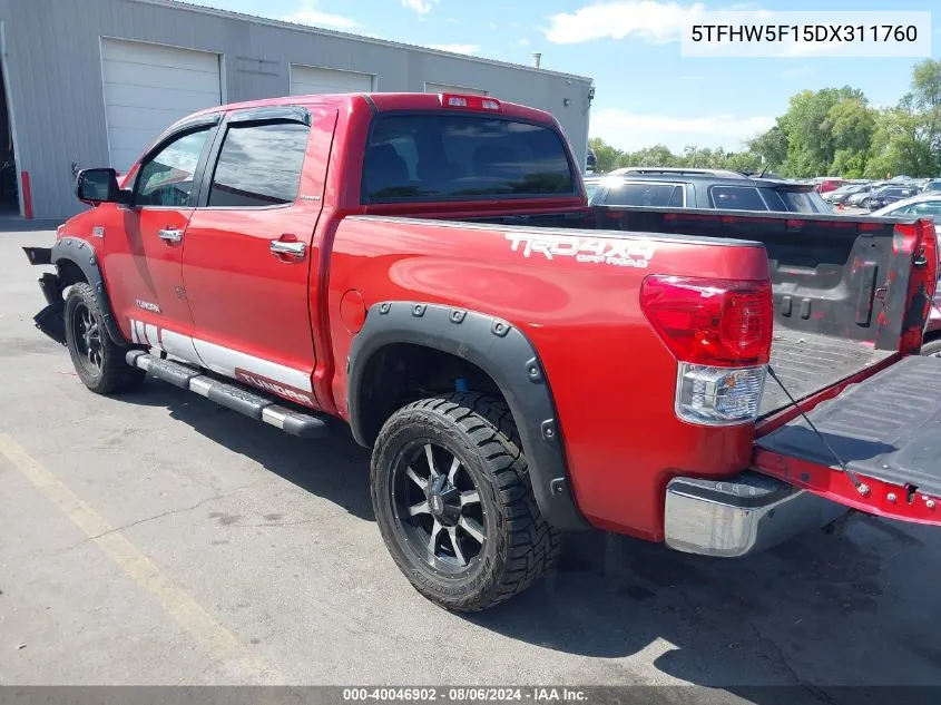 2013 Toyota Tundra Platinum 5.7L V8 VIN: 5TFHW5F15DX311760 Lot: 40046902