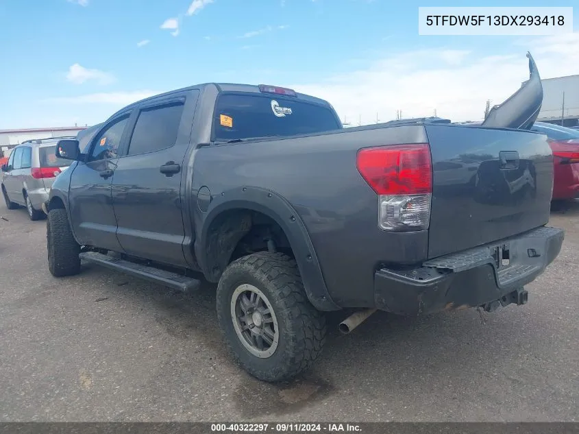 2013 Toyota Tundra Grade 5.7L V8 VIN: 5TFDW5F13DX293418 Lot: 40322297