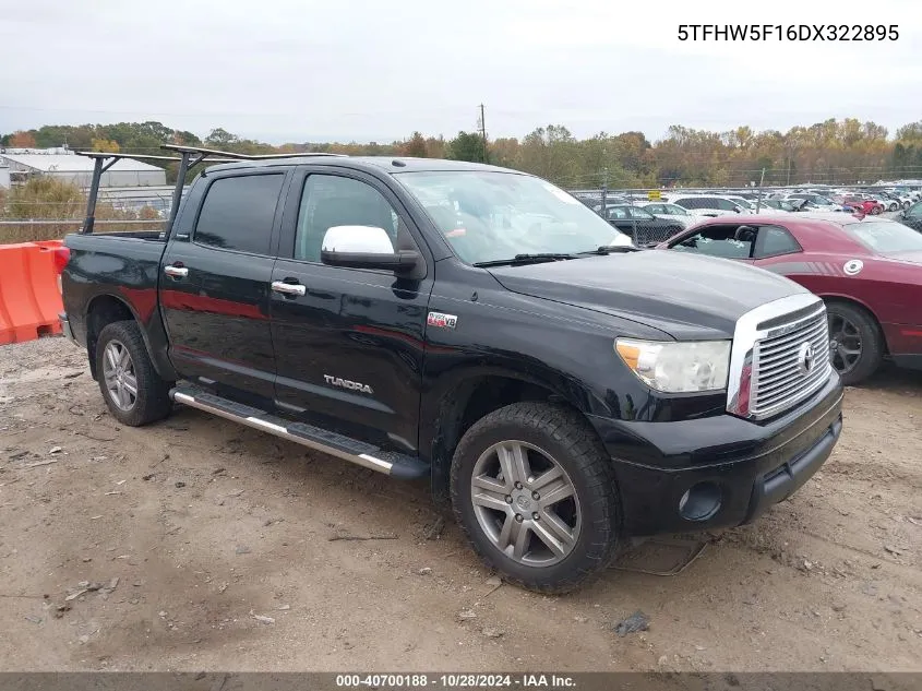 2013 Toyota Tundra Limited 5.7L V8 VIN: 5TFHW5F16DX322895 Lot: 40700188