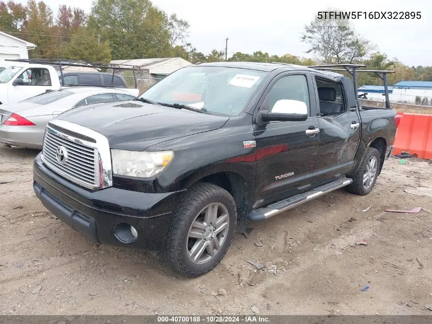 2013 Toyota Tundra Limited 5.7L V8 VIN: 5TFHW5F16DX322895 Lot: 40700188