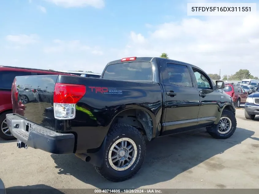 2013 Toyota Tundra Crewmax Sr5 VIN: 5TFDY5F16DX311551 Lot: 40714605