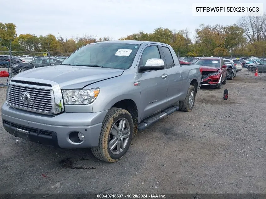 2013 Toyota Tundra Limited 5.7L V8 VIN: 5TFBW5F15DX281603 Lot: 40718537