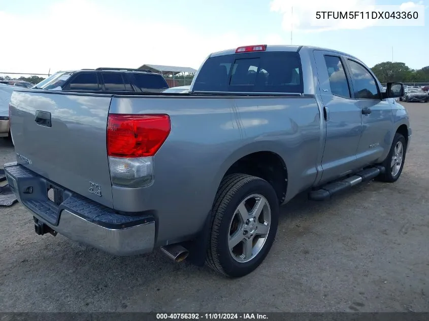 2013 Toyota Tundra 4Wd Truck Grade 4.6L V8 (A6) VIN: 5TFUM5F11DX043360 Lot: 40756392