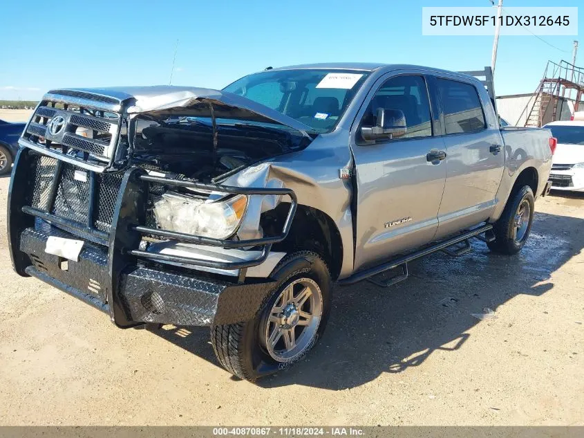 2013 Toyota Tundra Grade 5.7L V8 VIN: 5TFDW5F11DX312645 Lot: 40870867