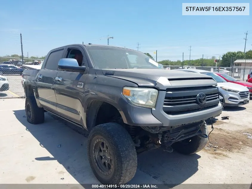 2014 Toyota Tundra Crewmax Platinum VIN: 5TFAW5F16EX357567 Lot: 40114915