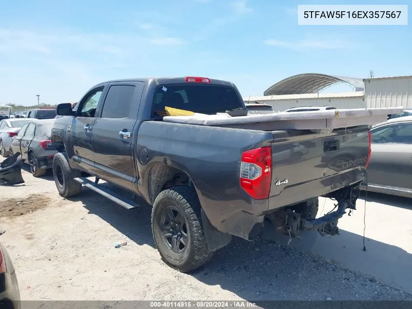 2014 Toyota Tundra Crewmax Platinum VIN: 5TFAW5F16EX357567 Lot: 40114915