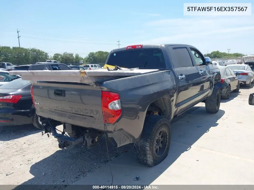 2014 Toyota Tundra Crewmax Platinum VIN: 5TFAW5F16EX357567 Lot: 40114915