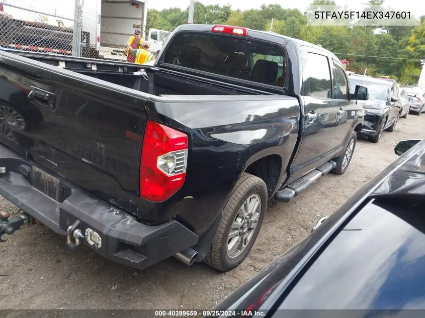 2014 Toyota Tundra Platinum 5.7L V8 VIN: 5TFAY5F14EX347601 Lot: 40399659