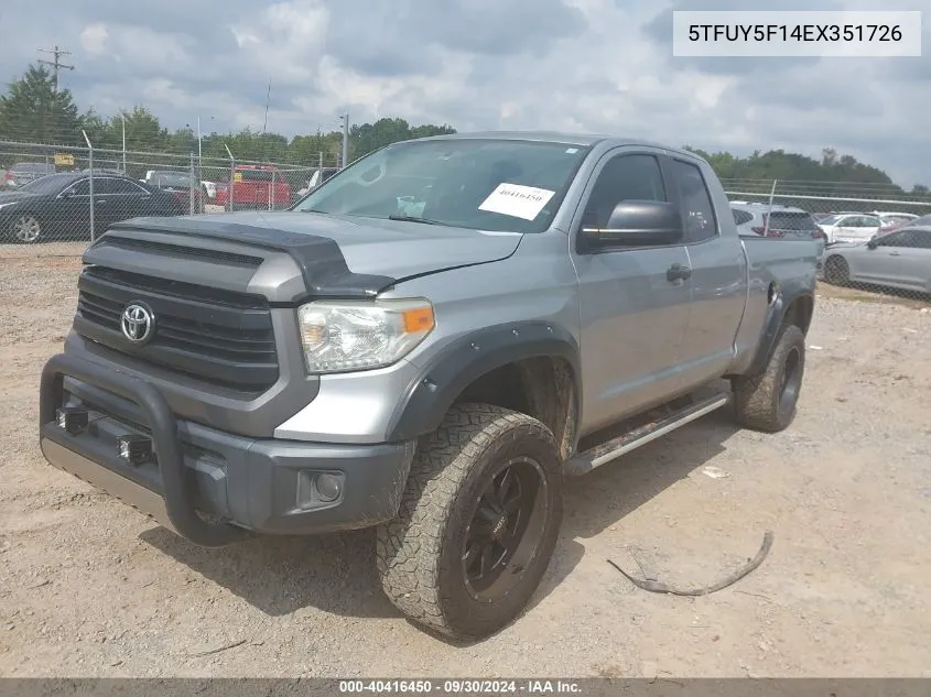 2014 Toyota Tundra Sr 5.7L V8 VIN: 5TFUY5F14EX351726 Lot: 40416450