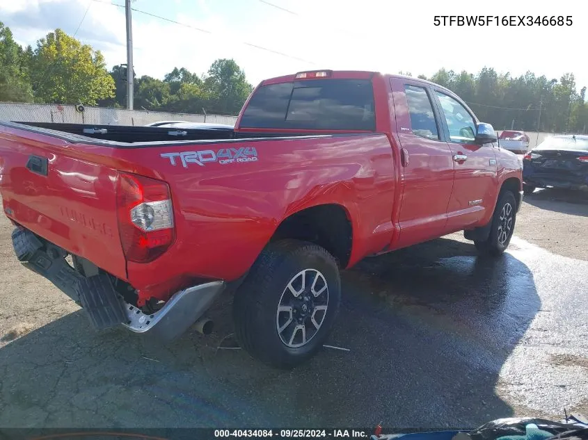 2014 Toyota Tundra Limited 5.7L V8 VIN: 5TFBW5F16EX346685 Lot: 40434084