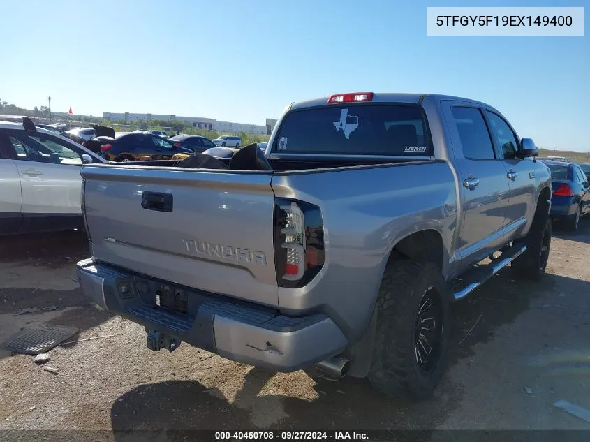 2014 Toyota Tundra Platinum 5.7L V8 VIN: 5TFGY5F19EX149400 Lot: 40450708