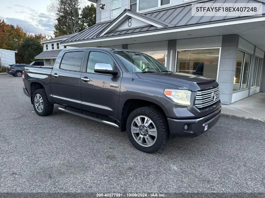 2014 Toyota Tundra Crewmax Platinum VIN: 5TFAY5F18EX407248 Lot: 40577091