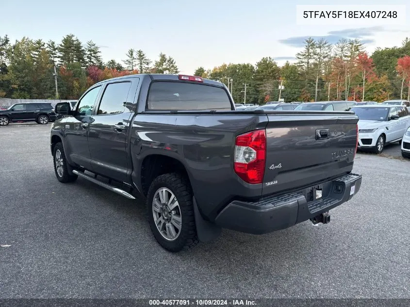 2014 Toyota Tundra Crewmax Platinum VIN: 5TFAY5F18EX407248 Lot: 40577091