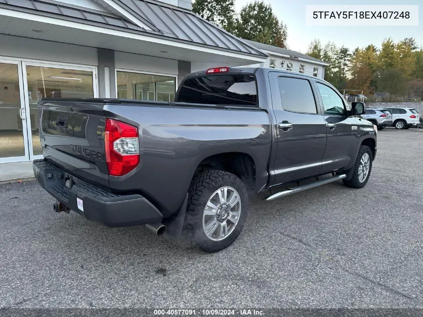 5TFAY5F18EX407248 2014 Toyota Tundra Crewmax Platinum