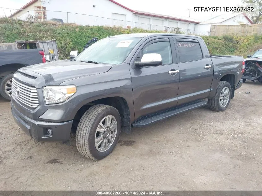 2014 Toyota Tundra Crewmax Platinum VIN: 5TFAY5F11EX367482 Lot: 40587266