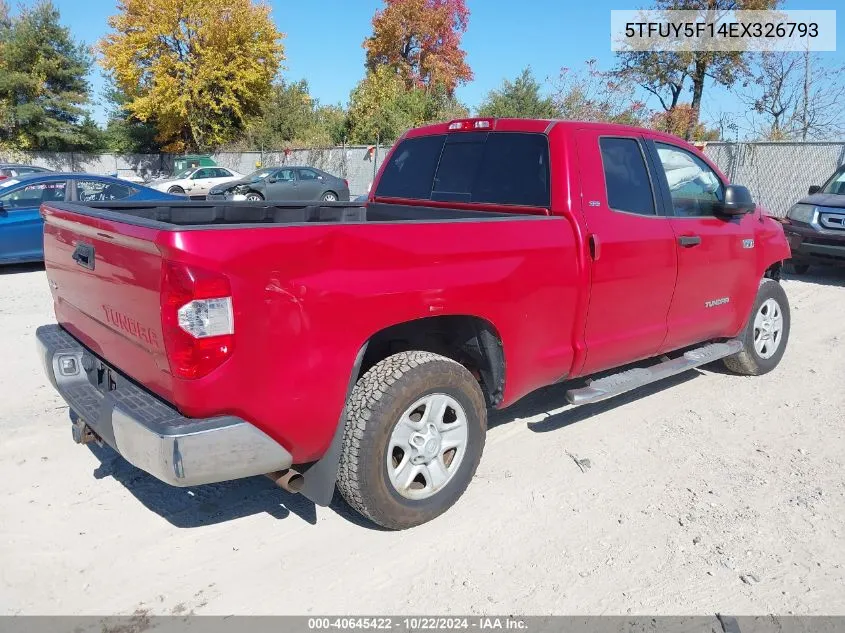 2014 Toyota Tundra Sr5 5.7L V8 VIN: 5TFUY5F14EX326793 Lot: 40645422