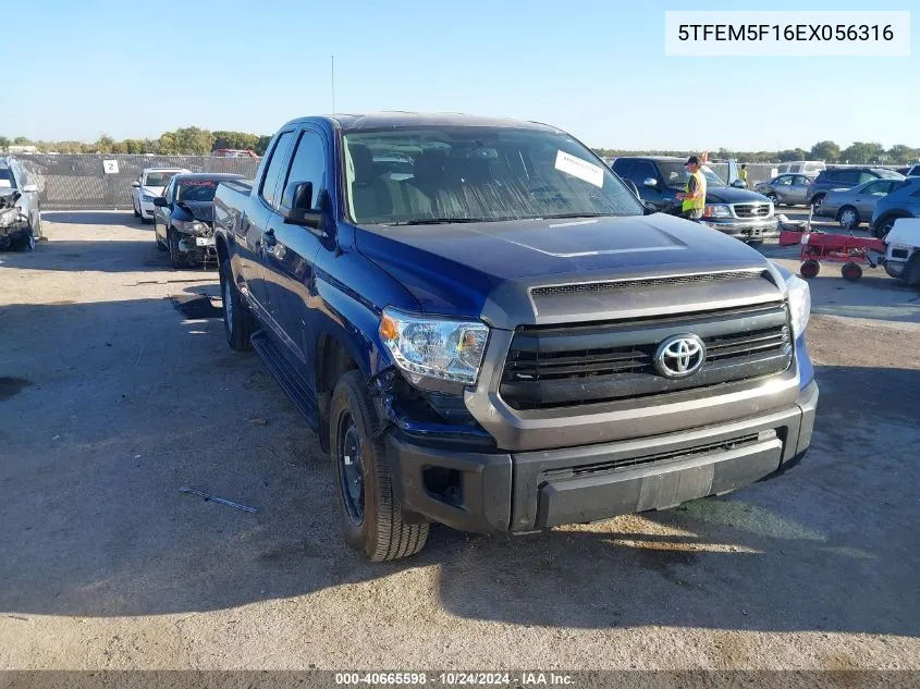 2014 Toyota Tundra Sr 4.6L V8 VIN: 5TFEM5F16EX056316 Lot: 40665598