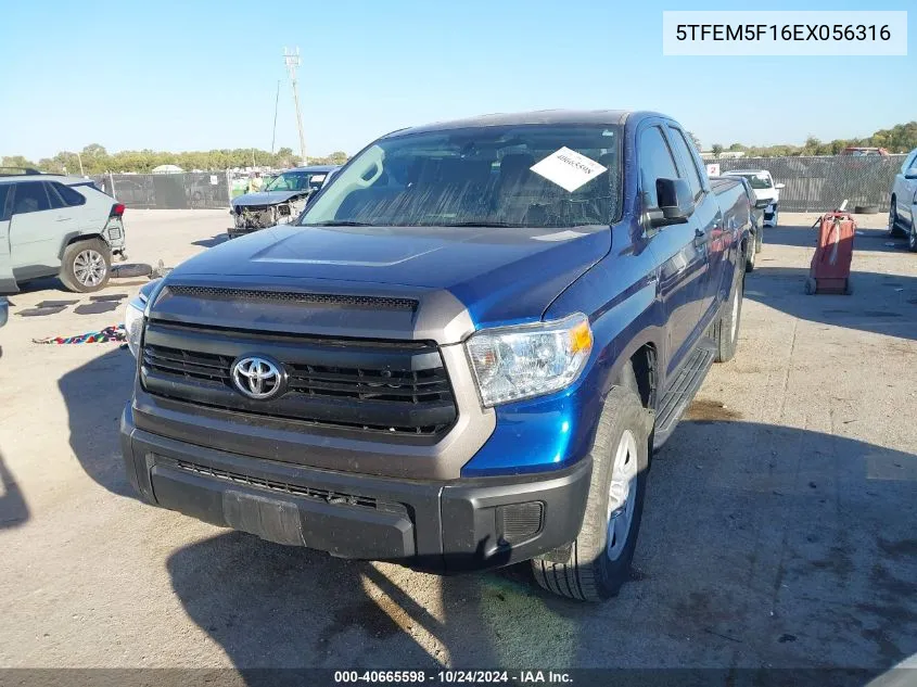 2014 Toyota Tundra Sr 4.6L V8 VIN: 5TFEM5F16EX056316 Lot: 40665598