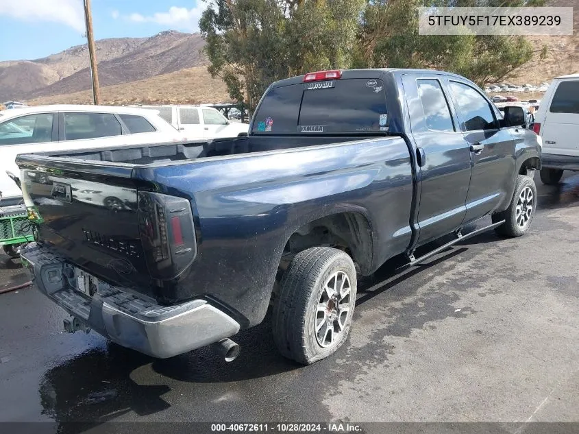 2014 Toyota Tundra Double Cab Sr/Double Cab Sr5 VIN: 5TFUY5F17EX389239 Lot: 40672611