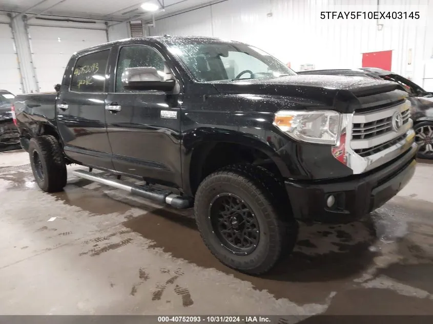 2014 Toyota Tundra Platinum 5.7L V8 VIN: 5TFAY5F10EX403145 Lot: 40752093