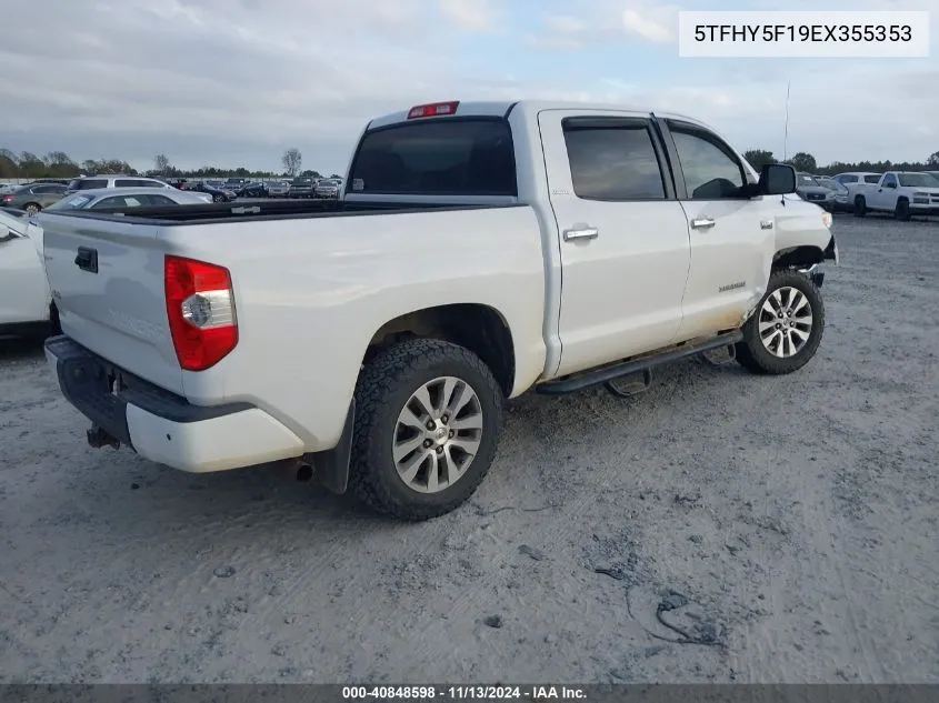 2014 Toyota Tundra Limited 5.7L V8 VIN: 5TFHY5F19EX355353 Lot: 40848598