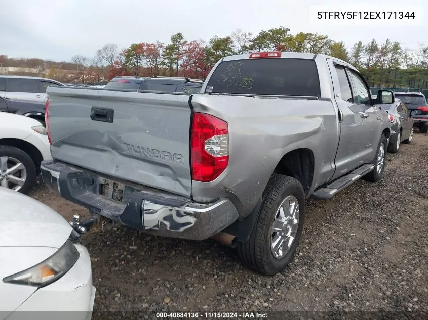 2014 Toyota Tundra Sr5 5.7L V8 VIN: 5TFRY5F12EX171344 Lot: 40884136