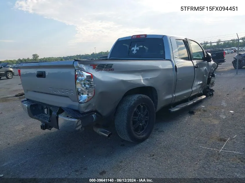 2015 Toyota Tundra Sr5 4.6L V8 VIN: 5TFRM5F15FX094451 Lot: 39641140