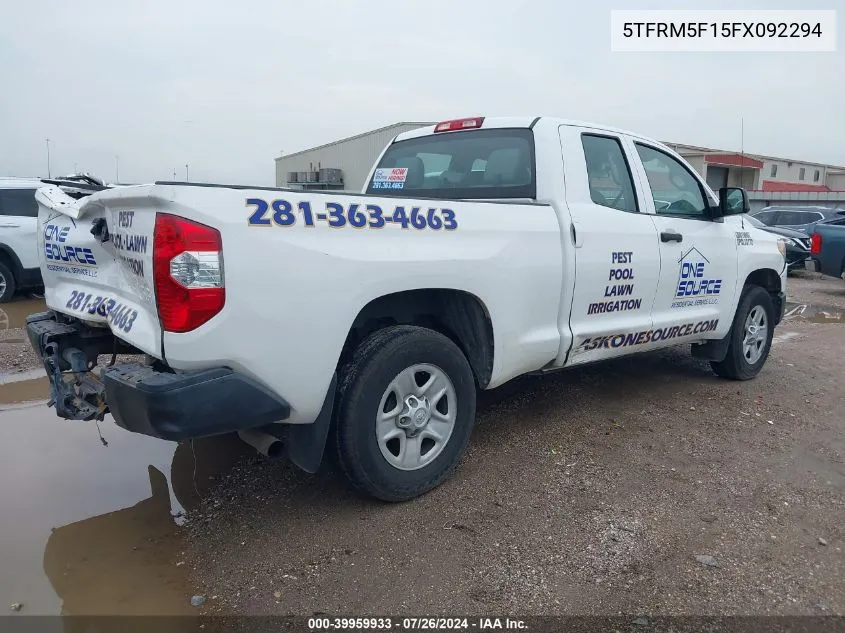 5TFRM5F15FX092294 2015 Toyota Tundra Sr 4.6L V8