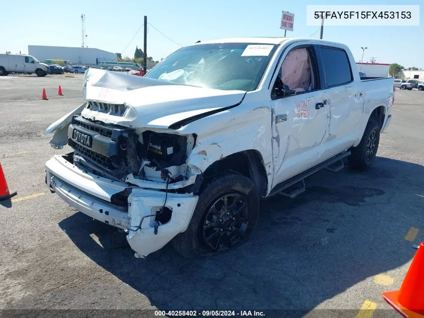 2015 Toyota Tundra Platinum 5.7L V8 VIN: 5TFAY5F15FX453153 Lot: 40258402