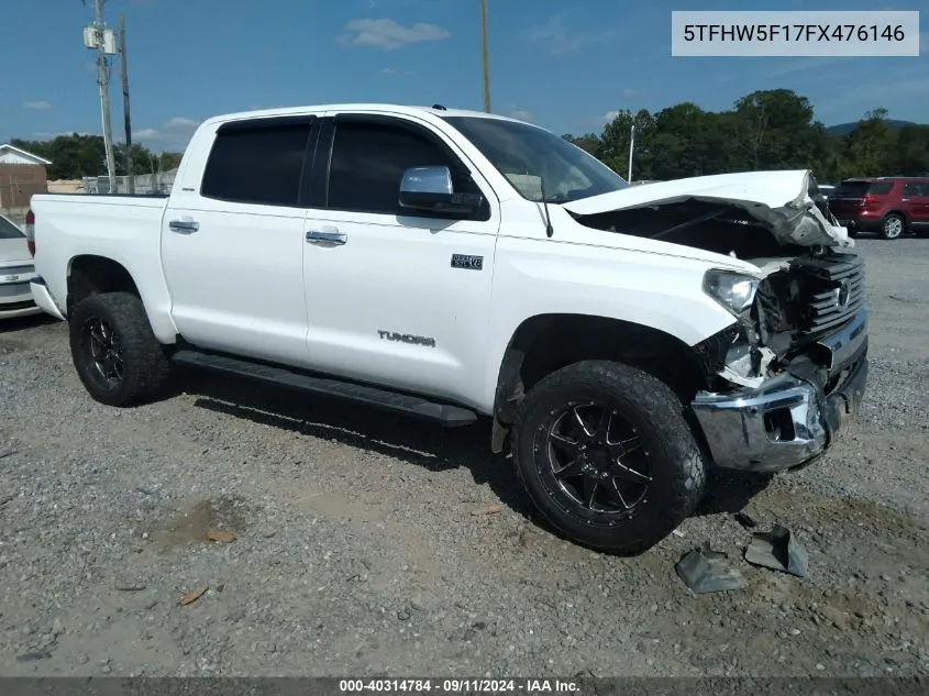 2015 Toyota Tundra Limited 5.7L V8 VIN: 5TFHW5F17FX476146 Lot: 40314784