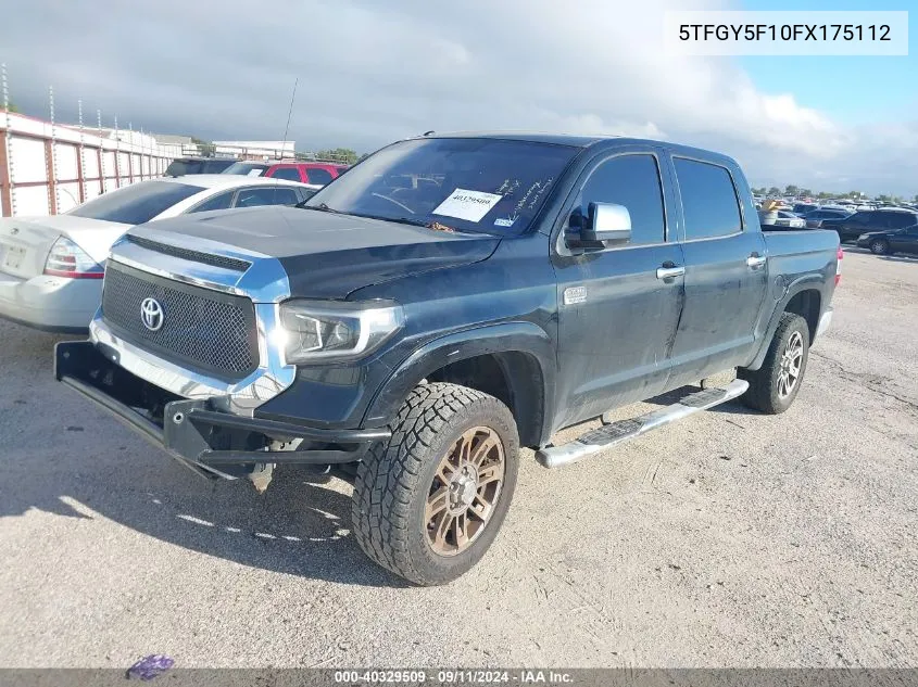 2015 Toyota Tundra 1794 5.7L V8 VIN: 5TFGY5F10FX175112 Lot: 40329509