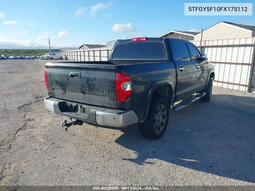 2015 Toyota Tundra 1794 5.7L V8 VIN: 5TFGY5F10FX175112 Lot: 40329509