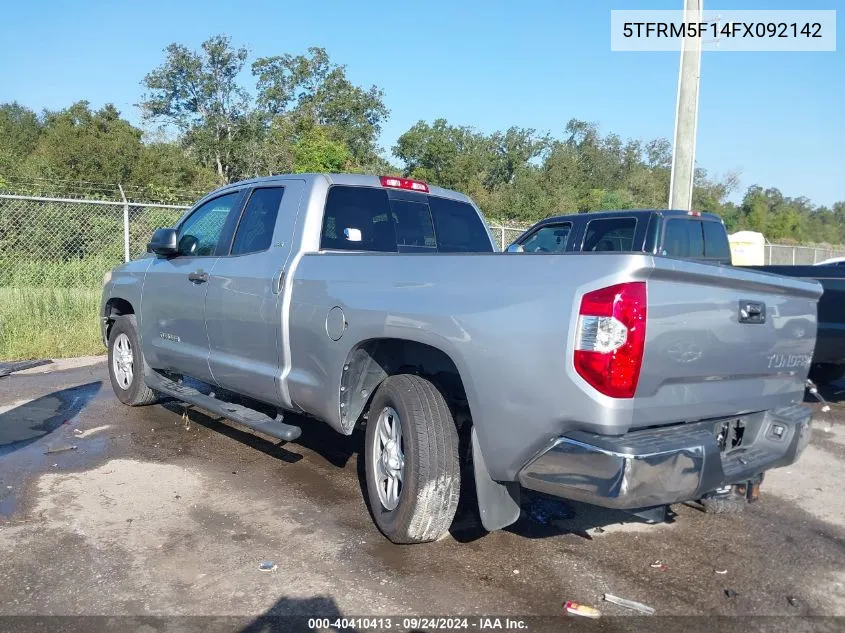 2015 Toyota Tundra Double Cab Sr/Double Cab Sr5 VIN: 5TFRM5F14FX092142 Lot: 40410413