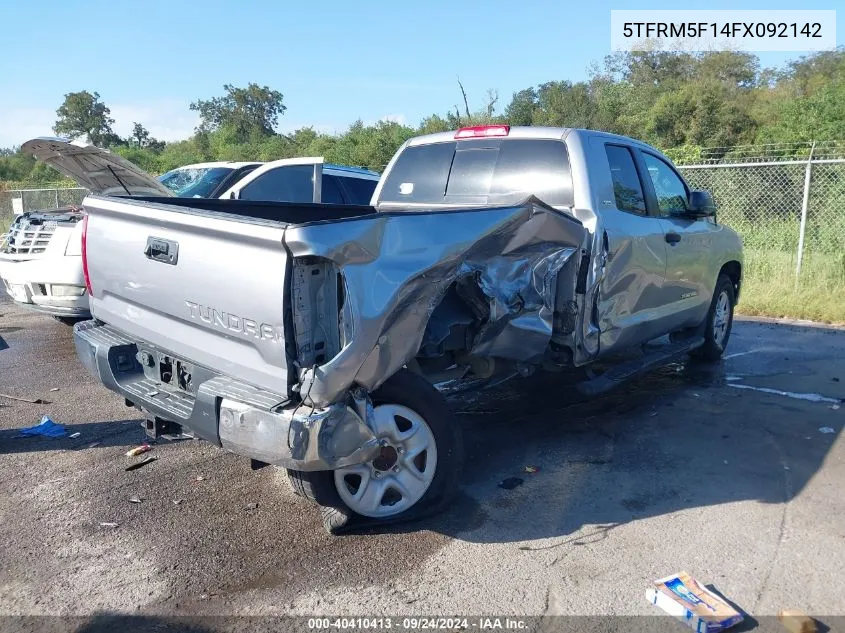 2015 Toyota Tundra Double Cab Sr/Double Cab Sr5 VIN: 5TFRM5F14FX092142 Lot: 40410413