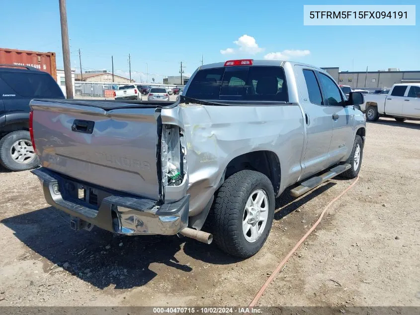 2015 Toyota Tundra Sr5 4.6L V8 VIN: 5TFRM5F15FX094191 Lot: 40470715