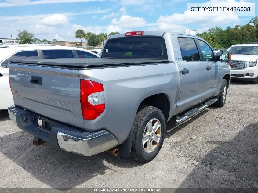 2015 Toyota Tundra Sr5 5.7L V8 VIN: 5TFDY5F11FX436038 Lot: 40476147