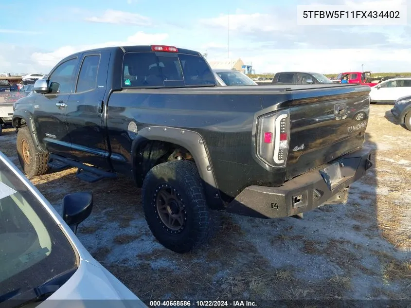 2015 Toyota Tundra Limited 5.7L V8 VIN: 5TFBW5F11FX434402 Lot: 40658586