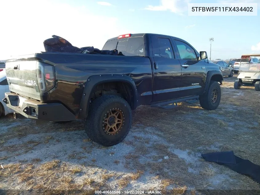 2015 Toyota Tundra Limited 5.7L V8 VIN: 5TFBW5F11FX434402 Lot: 40658586