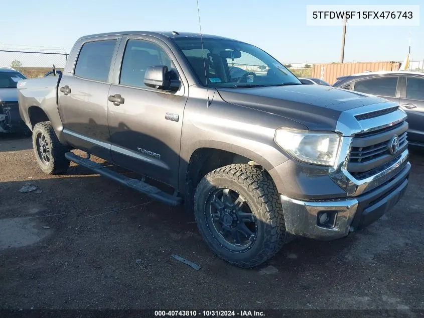 2015 Toyota Tundra Sr5 5.7L V8 VIN: 5TFDW5F15FX476743 Lot: 40743810