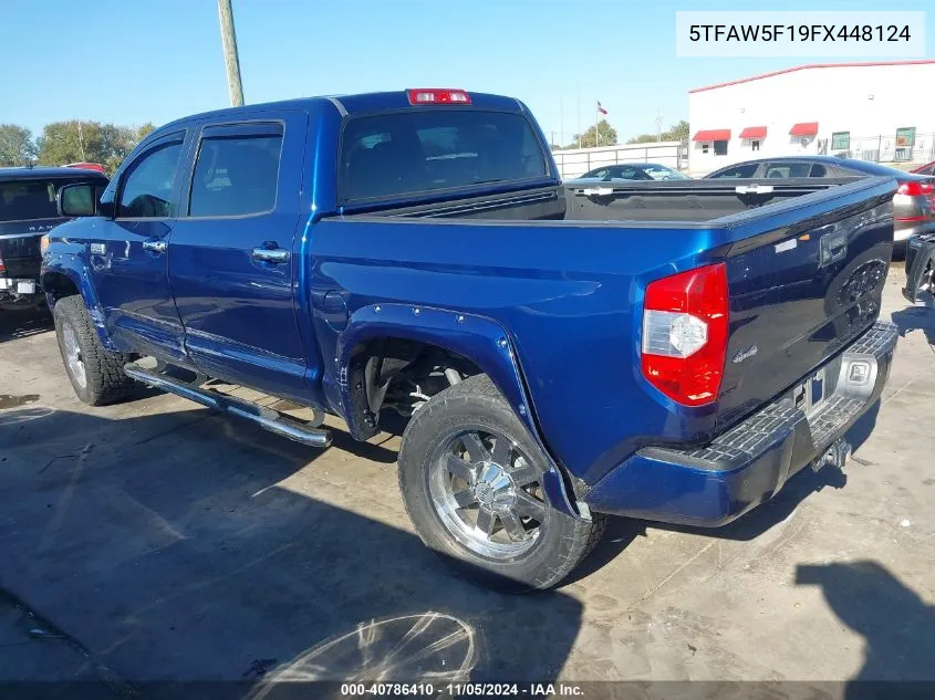 2015 Toyota Tundra Platinum 5.7L V8 VIN: 5TFAW5F19FX448124 Lot: 40786410