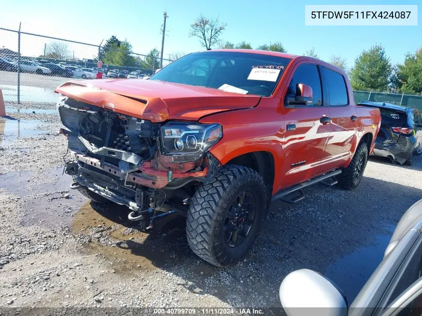 2015 Toyota Tundra Trd Pro 5.7L V8 VIN: 5TFDW5F11FX424087 Lot: 40799709