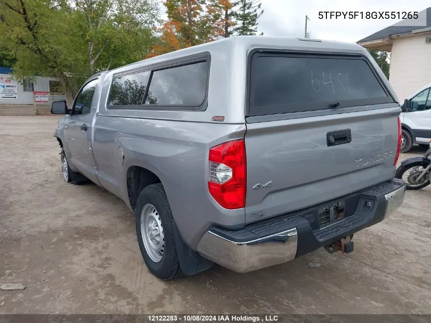 5TFPY5F18GX551265 2016 Toyota Tundra Sr