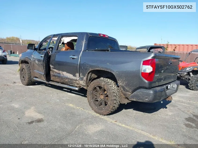 5TFAY5F10GX502762 2016 Toyota Tundra Platinum 5.7L V8