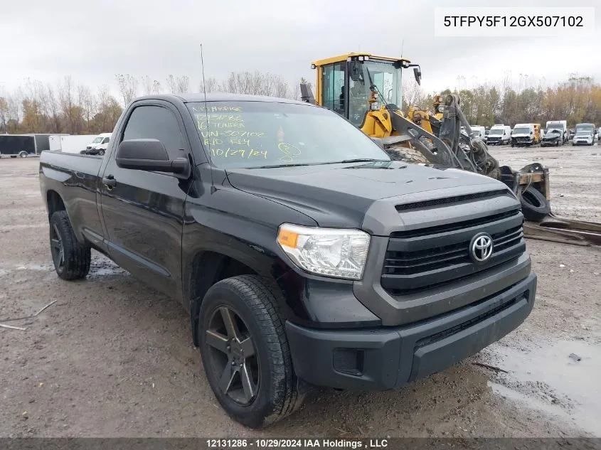 2016 Toyota Tundra Sr 5.7L V8 VIN: 5TFPY5F12GX507102 Lot: 12131286