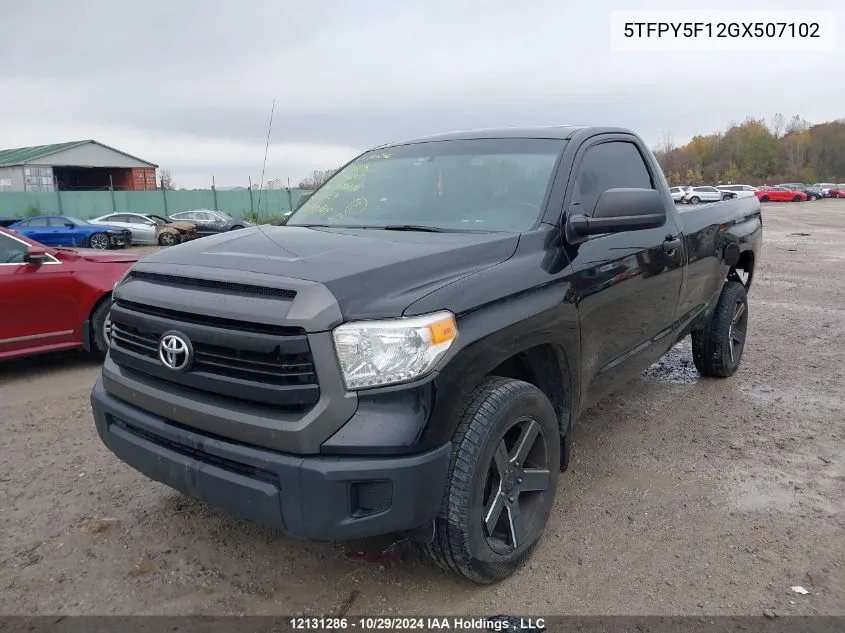 2016 Toyota Tundra Sr 5.7L V8 VIN: 5TFPY5F12GX507102 Lot: 12131286