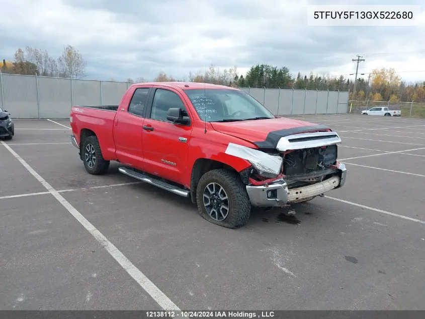 2016 Toyota Tundra Sr 5.7L V8 VIN: 5TFUY5F13GX522680 Lot: 12138112