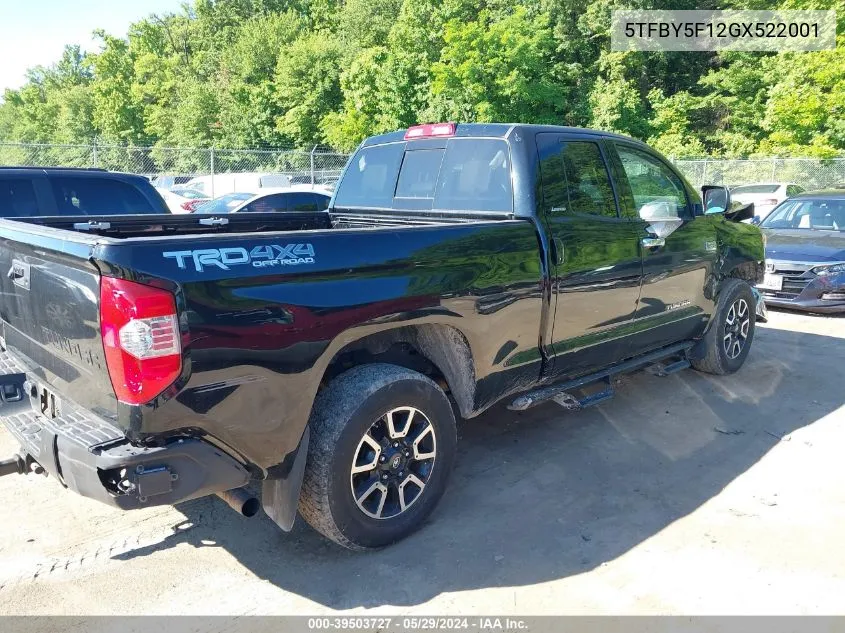 2016 Toyota Tundra Limited 5.7L V8 VIN: 5TFBY5F12GX522001 Lot: 39503727