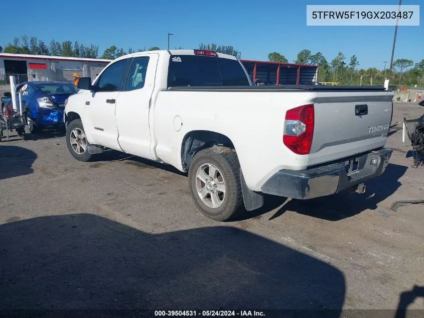 2016 Toyota Tundra Sr5 5.7L V8 VIN: 5TFRW5F19GX203487 Lot: 39504531