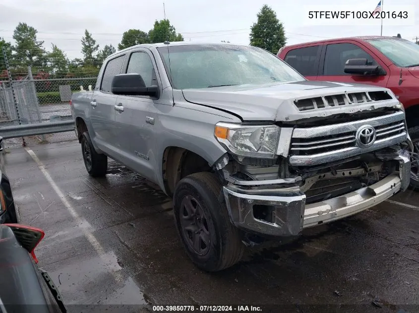 2016 Toyota Tundra Sr5 5.7L V8 VIN: 5TFEW5F10GX201643 Lot: 39850778