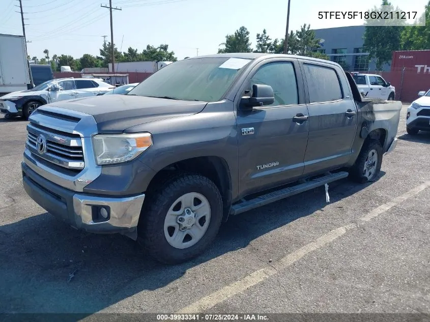 2016 Toyota Tundra Sr5 5.7L V8 VIN: 5TFEY5F18GX211217 Lot: 39933341